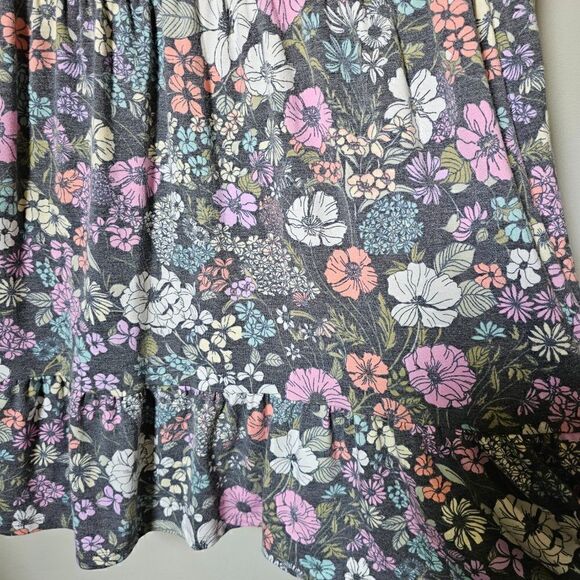 EUC LILY WHITE FLORAL CREW NECK BABYDOLL TIERED DRESS SIZE L - Picture 10 of 14